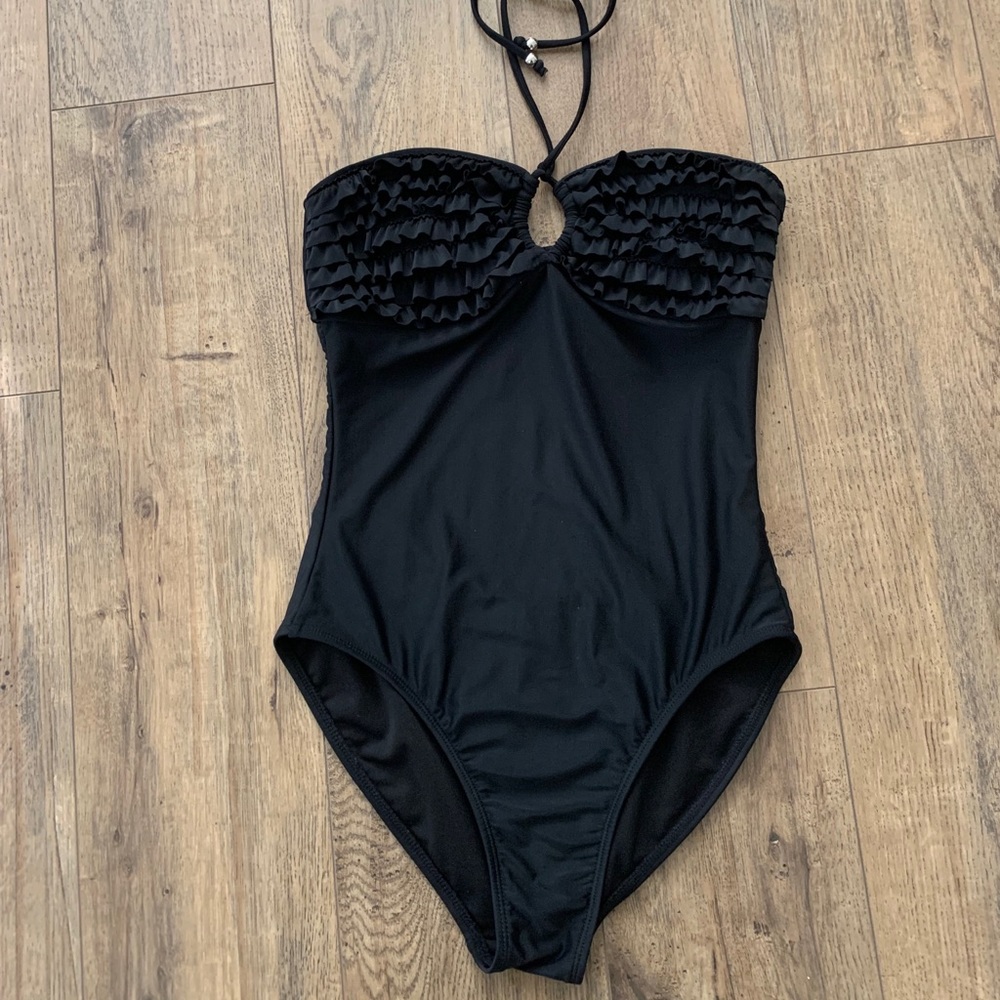Ruffle Black Swimsuit